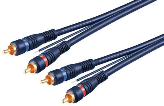 Wentronic Goobay Car Hi-Fi Stereo RCA Connector Cable, Double Shielded, 5m, 2 x RCA, Male, 2 x RCA, Male, 5 m, Blue, Red