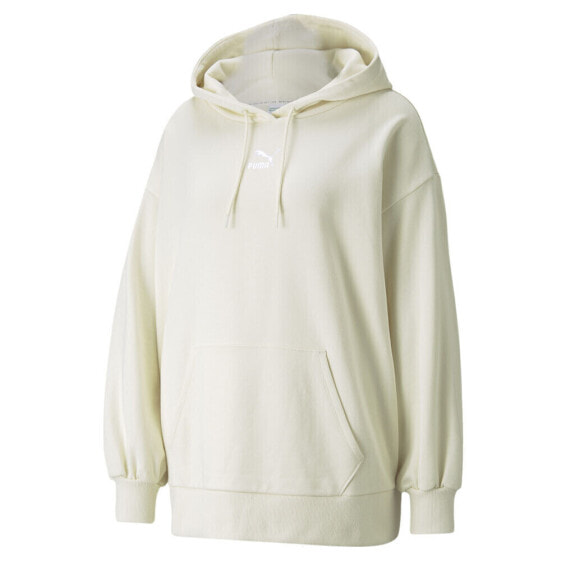 Puma Classics Oversized Pullover Hoodie Womens Off White Casual Outerwear 530412