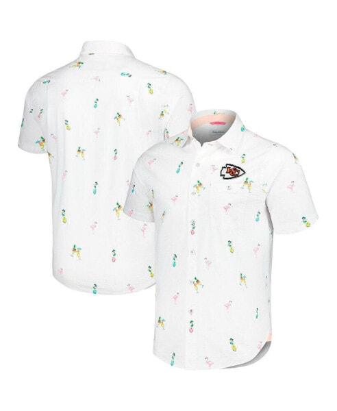 Men's White Kansas City Chiefs Nova Wave Flocktail Button-Up Shirt