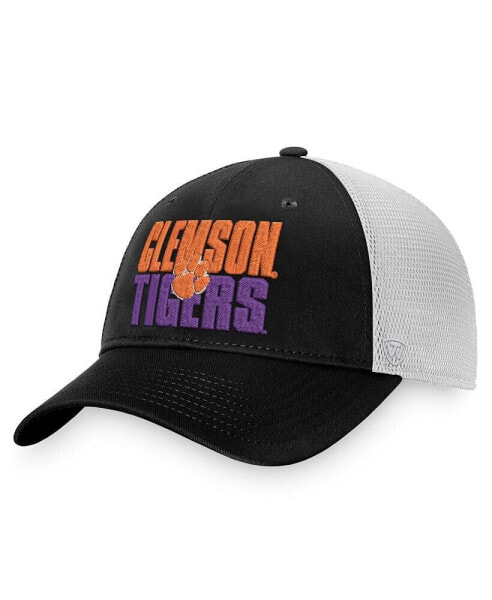 Men's Black, White Clemson Tigers Stockpile Trucker Snapback Hat