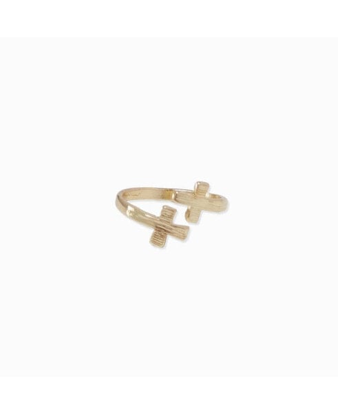 Dainty Wrap Cross Ring Gold