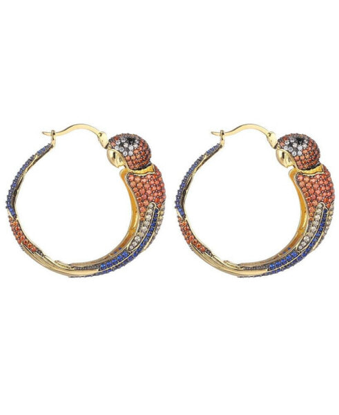 Multi-Colored Cubic Zirconia Parrot Hoop Earring