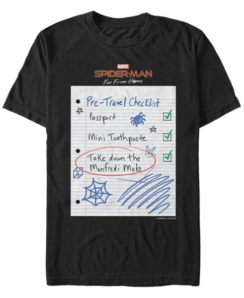 Marvel Men's Spider-Man Far From Home Travel Checklist, Short Sleeve T-shirt
