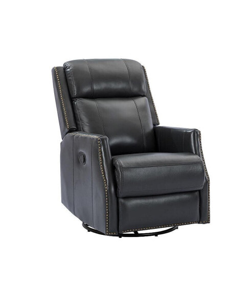 Marilia Genuine Leather Swivel Recliner with Nailhead Trims