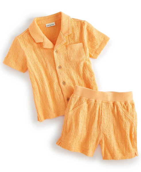 Baby Boys Gauze Button-Down Camp Shirt & Shorts, 2 Piece Set, Created for Macy's