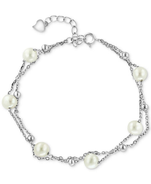 EFFY® Cultured Freshwater Pearl (7mm) Layered Bracelet in Sterling Silver (Also available in Gold-Plated Sterling Silver)