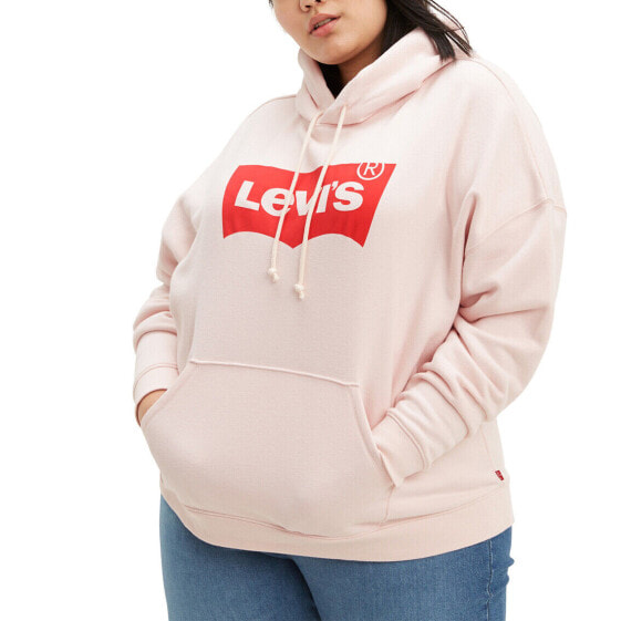 Levi's Women's Graphic Sweatshirt Hoodie Plus Size 1X Peach Blush Red New