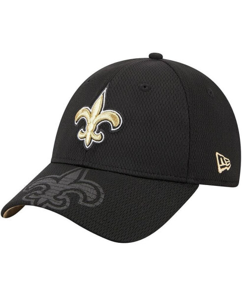 Men's Black New Orleans Saints Top Visor 9FORTY Adjustable Hat