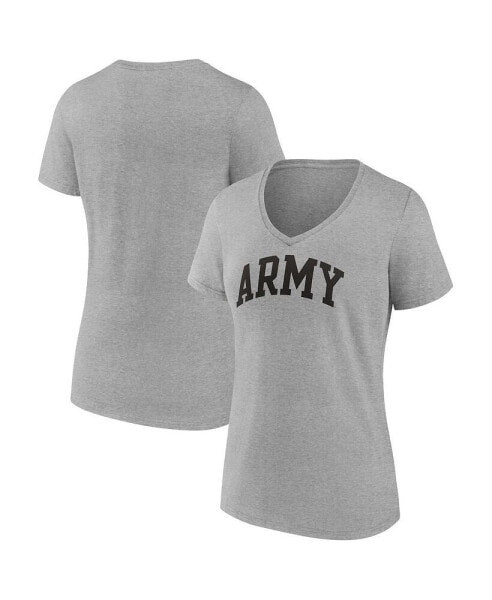 Women's Heather Gray Army Black Knights Basic Arch V-Neck T-shirt