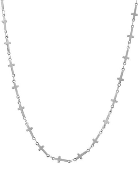 Stylish steel necklace with crosses