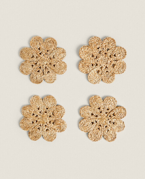 Pack of floral esparto coasters (pack of 4)