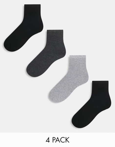 Lindex 4 pack ankle socks in grey and black tones