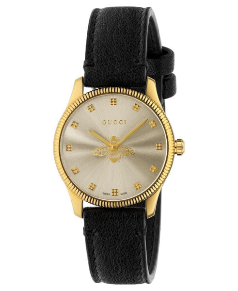Часы Gucci G-Timeless Slim Black Leather Watch