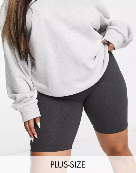 Brave Soul Plus sindy legging shorts in dark grey