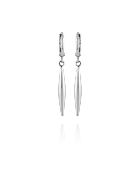 Silver-Tone Spear Dangle Huggie Hoop Drop Earrings