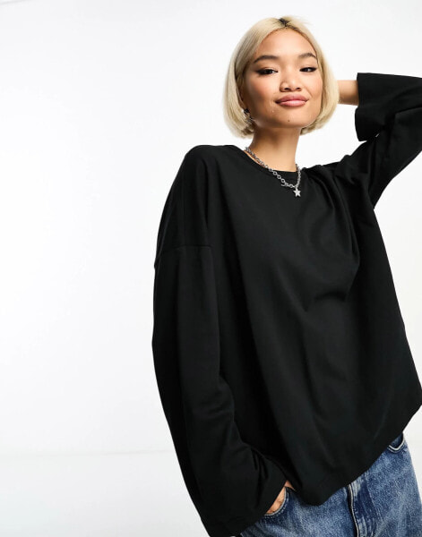 ONLY oversized long sleeve t-shirt in black