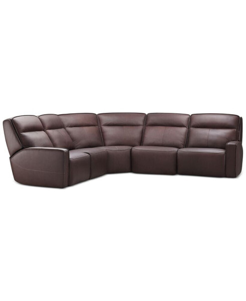 CLOSEOUT! Dextan Leather 5-Pc. Sectional with 3 Power Recliners, Created for Macy's