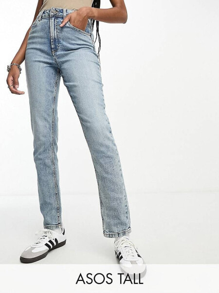 ASOS DESIGN Tall slim mom jeans in mid blue