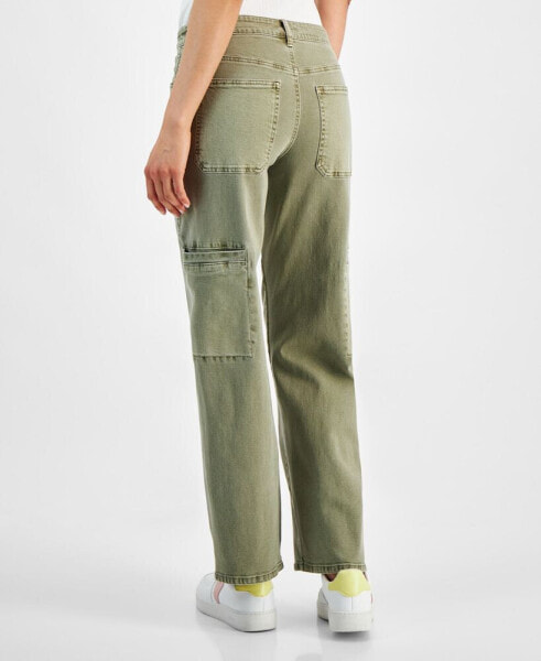 Women's Twisted-Seam Cargo Wide-Leg Jeans, Created for Macy's