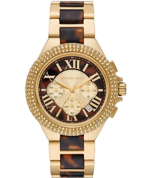 Women's Camille Chronograph Gold-Tone Stainless Steel and Tortoise Acetate Bracelet Watch 43mm