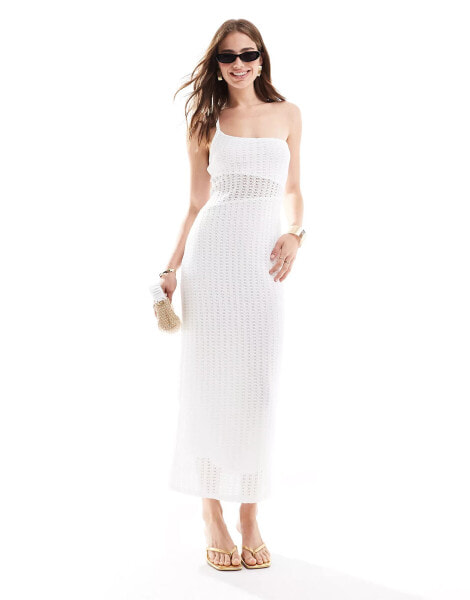 ASOS DESIGN strappy crochet maxi dress in white