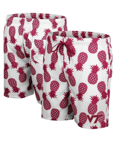 Men's White, Maroon Virginia Tech Hokies Pineapple Swim Shorts