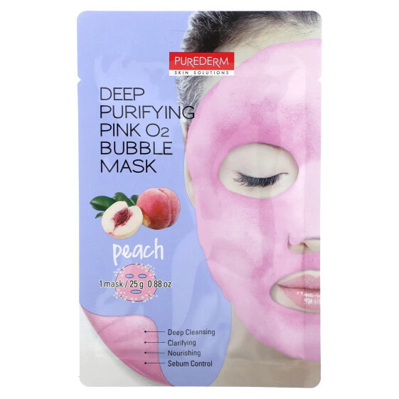 Deep Purifying Pink O2 Bubble Beauty Mask, Peach, 1 Sheet Mask, 0.88 oz (25 g)