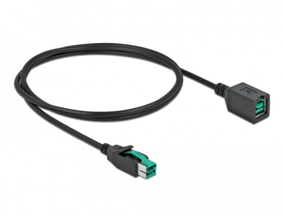 Delock 85980 - 1 m - Black - Cable - Digital, Extension Cable shielded 1 m