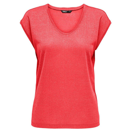 ONLY Silvery short sleeve v neck T-shirt