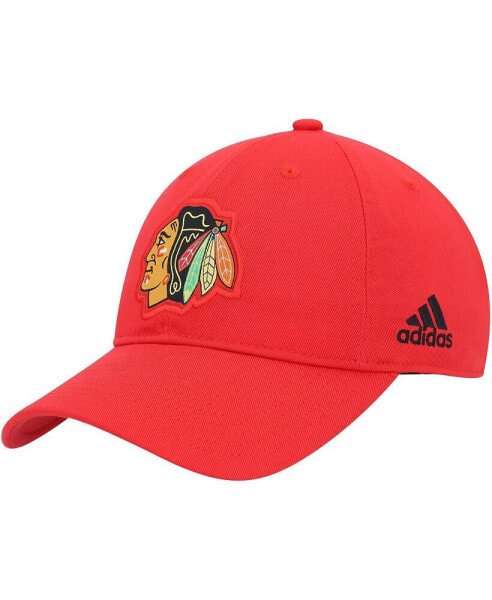 Бейсболка Adidas мужская с красным логотипом Chicago Blackhawks Primary Logo