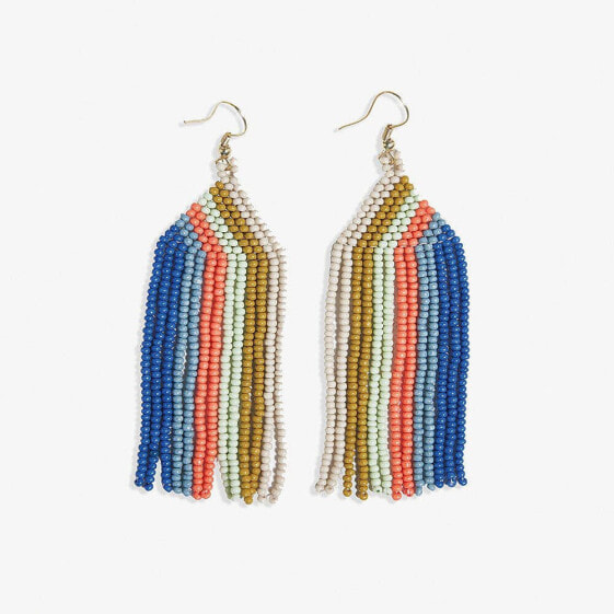 coastal vertical stripe fringe earring 3.25"