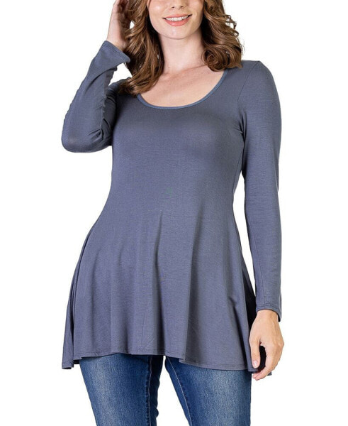 Women's Long Sleeve Swing Style Flare Tunic Top