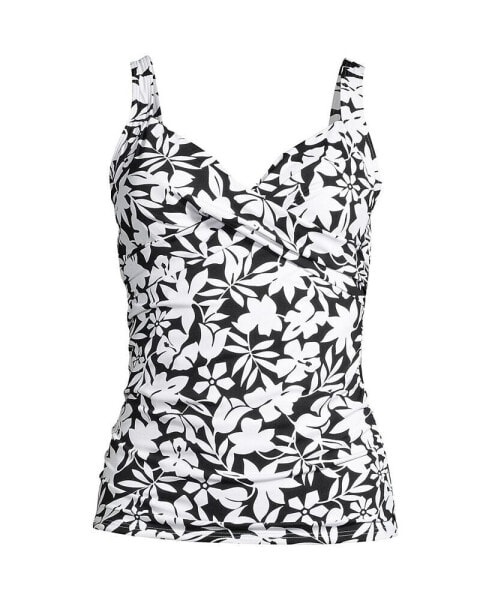 Plus Size Chlorine Resistant Wrap Tankini Swimsuit Top