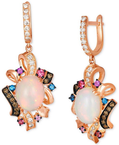 Crazy Collection® Multi-Gemstone (2-5/8 ct. t.w.) & Diamond (5/8 ct. t.w.) Drop Earrings in 14k Rose Gold
