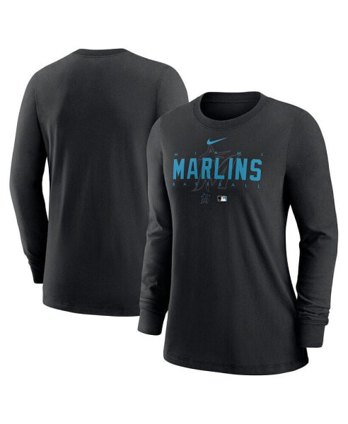 Футболка Nike женская черная Miami Marlins Authentic Collection Legend Performance с длинным рукавом