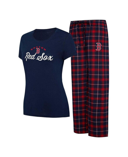 Пижама Concepts Sport женская Синяя с красным Бостон Red Sox Арктическая футболка и брюки-пижама из фланели