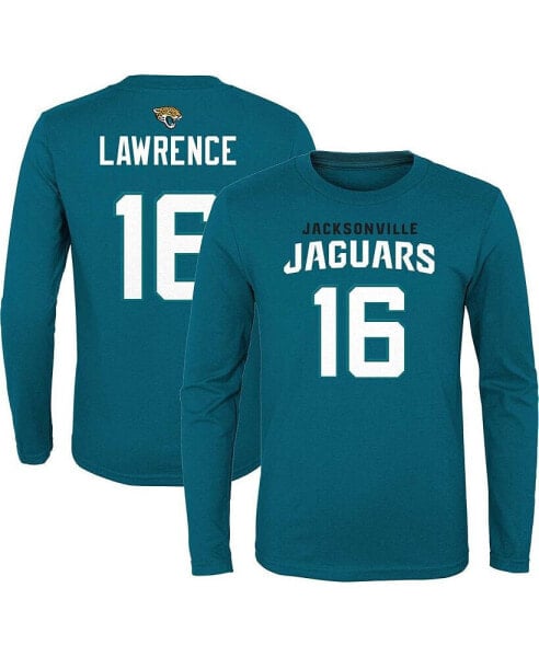 Big Boys Trevor Lawrence Teal Jacksonville Jaguars Mainliner Player Name and Number Long Sleeve T-shirt