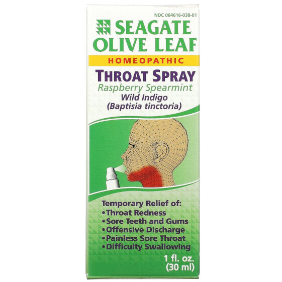 Olive Leaf Throat Spray, Raspberry Spearmint, 1 fl oz (30 ml)