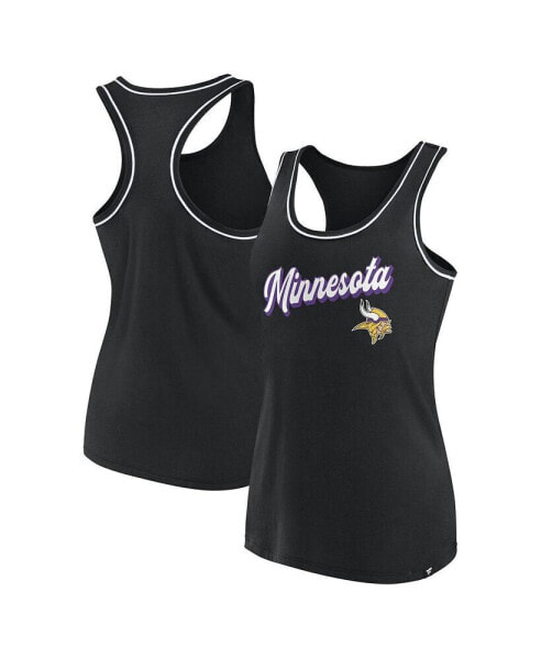 Women's Black Minnesota Vikings Wordmark Logo Racerback Scoop Neck Tank Top