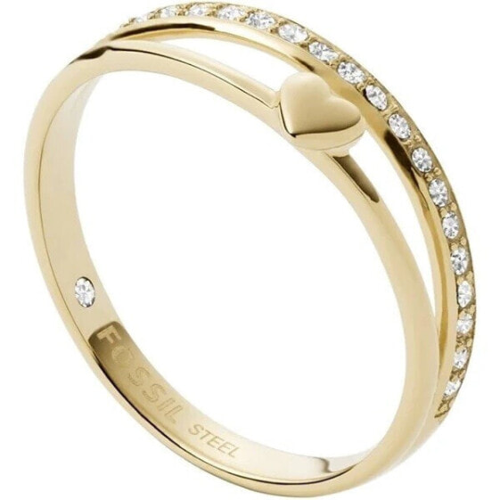 Romantic gold-plated ring with crystals JF03750710