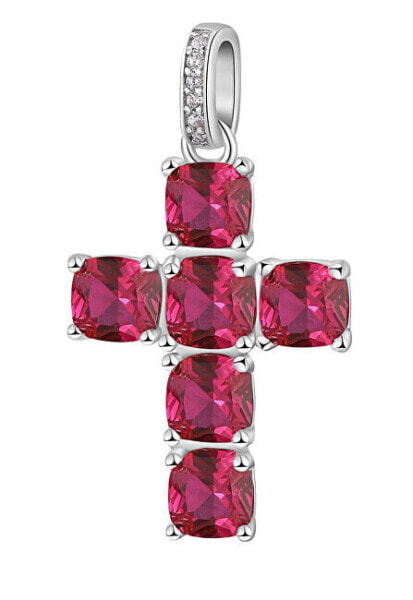 Fancy Passion Ruby FPR12 cubic zirconia silver pendant