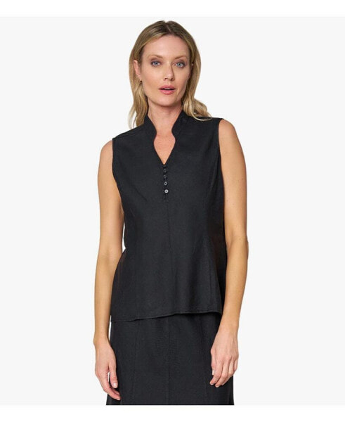 Women's Linen Sleeveless In Line Top