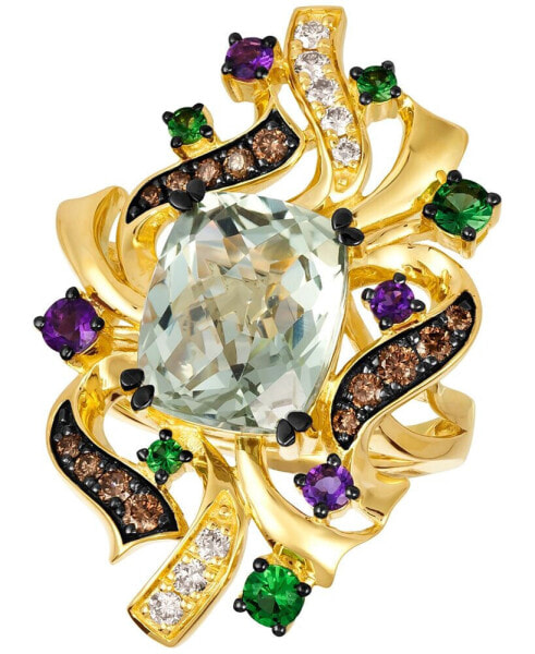 Crazy Collection® Multi-Gemstone (5-1/3 ct. t.w.) & Diamond (3/8 ct. t.w.) Swirling Cluster Statement Ring in 14k Gold