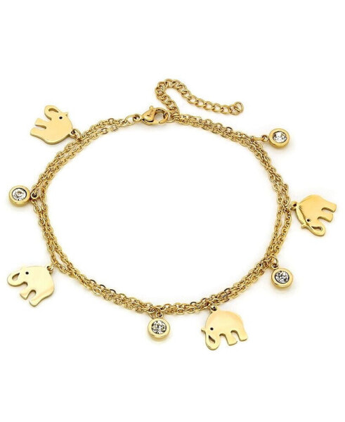 18K Gold Plated Stainless Steel Elephant Charm Adjustable Anklet