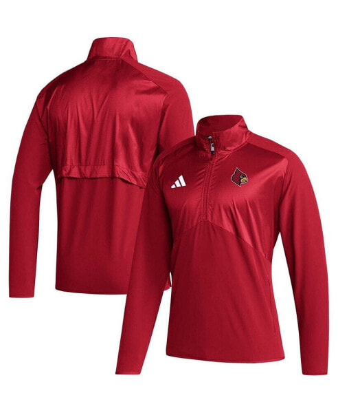 Men's Red Louisville Cardinals Sideline AEROREADY Raglan Sleeve Quarter-Zip Jacket