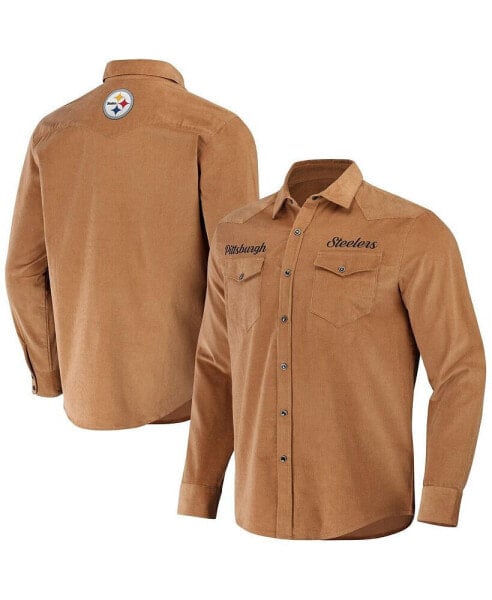 Men's NFL x Darius Rucker Collection by Tan Pittsburgh Steelers Western Full-Snap Shirt