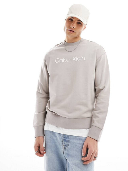 Calvin Klein hero logo comfort sweatshirt in beige