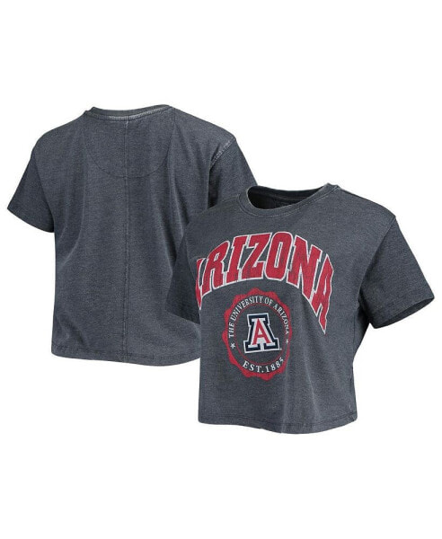 Women's Navy Arizona Wildcats Edith Vintage-Like Burnout Crop T-shirt