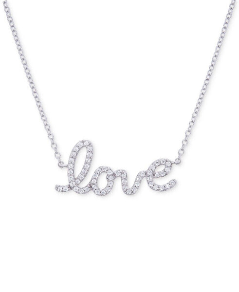 Wrapped diamond Love 17" Pendant Necklace (1/6 ct. t.w.) in 14k White Gold