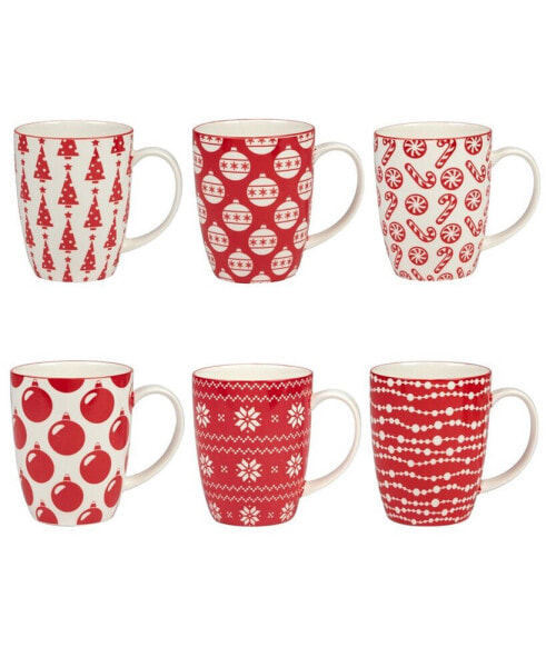 Peppermint Candy 16 oz Mugs Set of 6, Service for 6